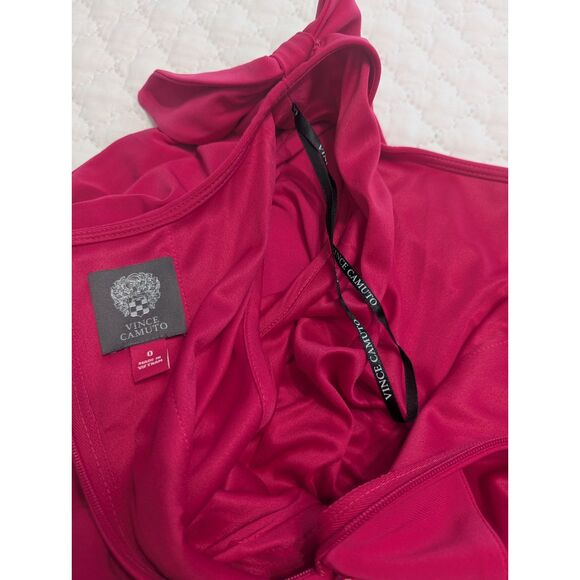 🎀 Vince Camuto Bow Shoulder Jumpsuit Hot Pink Size 0 NWT - Picture 9 of 11